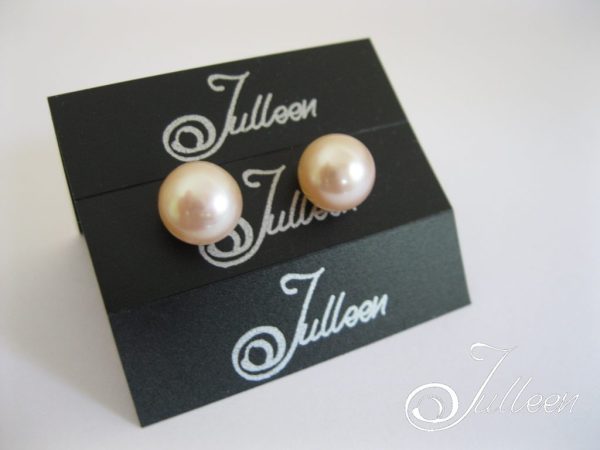 Peachy Pink Pearl Studs 925