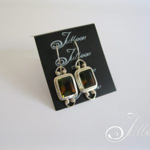 Watermelon Tourmaline Emerald Cut Gemstone Earrings 925