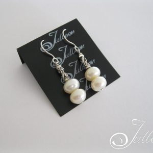 Double White Pearl Designer Hook Earring 925