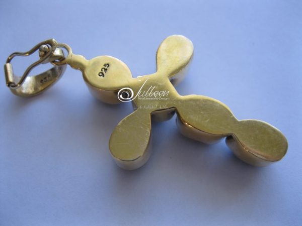 Glorious Black Pearl Cross Enhancer Pendant in Gold Vermeil - Image 2