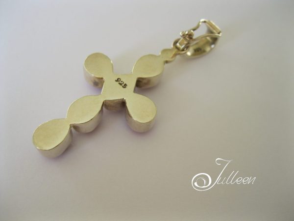 Lavender Pearl Cross enhancer Pendant Gold Vermeil - Image 3
