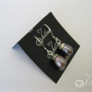 Dove Grey Oval Pearl Hook Earring 925