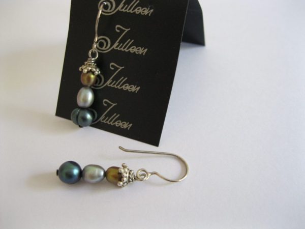 Gold Silver and Peacock Hook Earring Sterling Silver - Image 4