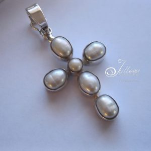 Glorious Large White Pearl Cross Enhancer Hallmarked Sterling Silver 925