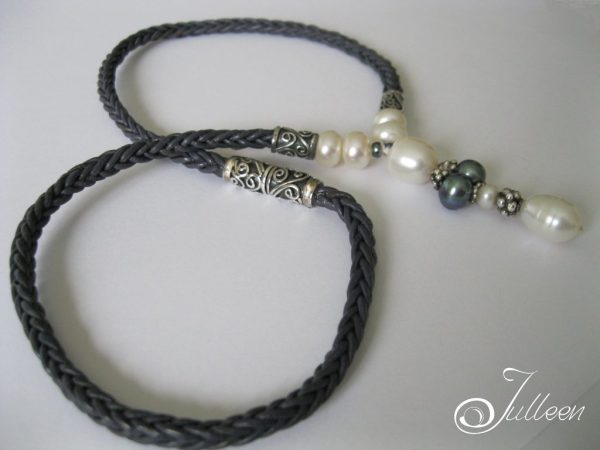 Pearl Weave, Unique Drop Style Pendant on Leather 925 - Image 2