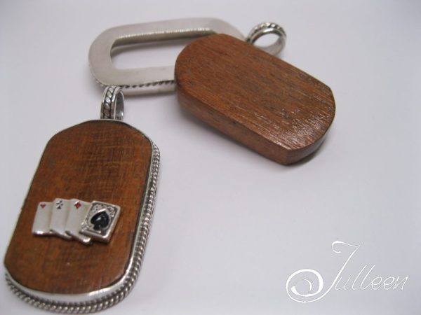 Poker Theme Sterling Silver Wooden Dog Tag - Image 5