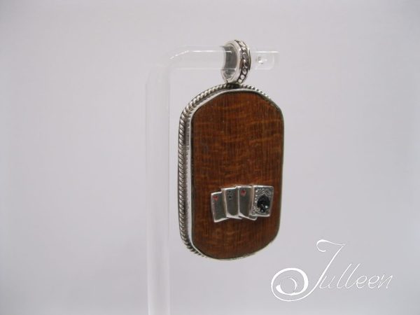 Poker Theme Sterling Silver Wooden Dog Tag - Image 2