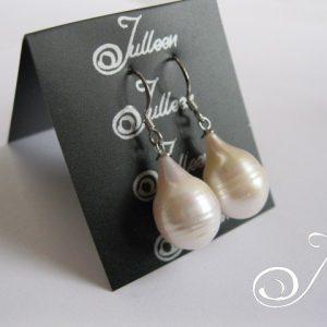 White Drop Pearl Earring in Fine Sterling Silver Hook