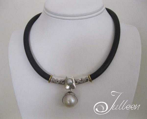 Funky Tube Mabe Sterling Silver Pendant Necklace - Image 3