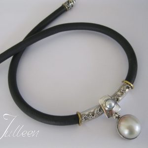 Funky Tube Mabe Sterling Silver Pendant Necklace
