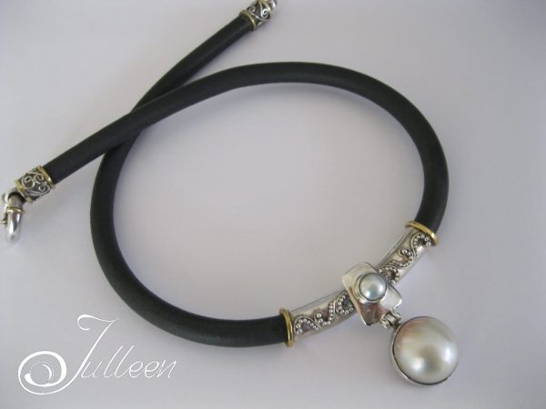 Funky Tube Mabe Sterling Silver Pendant Necklace