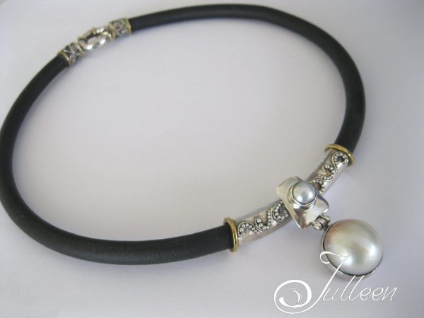 Funky Tube Mabe Sterling Silver Pendant Necklace - Image 5