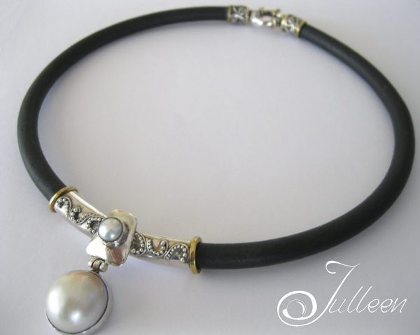 Funky Tube Mabe Sterling Silver Pendant Necklace - Image 2